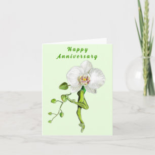 Ballerina Orchid Ballet Dancer Anniversary Card