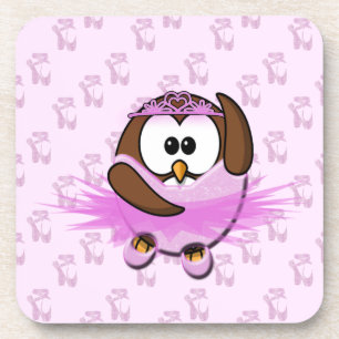 Ballerina owl - glitter coaster