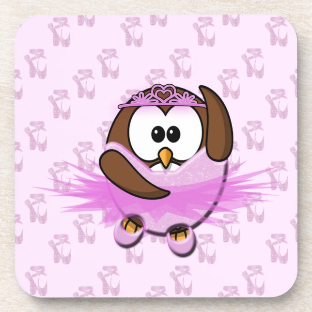 Ballerina owl - glitter coaster (Front)