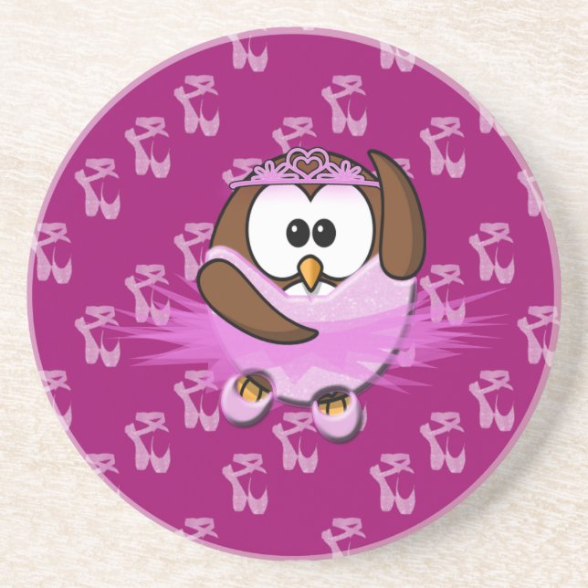 Ballerina owl - glitter coaster (Front)