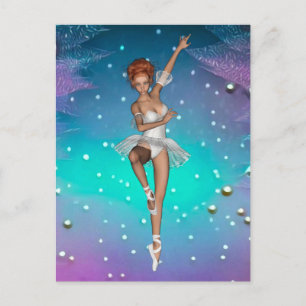 Ballerina Painted Pearls Teal & Purple Background Postcard