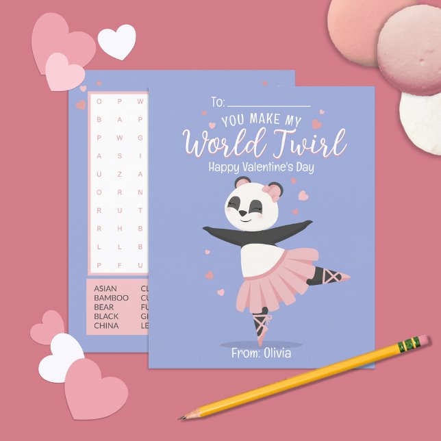 Ballerina Panda Kids Valentine's Day Card (Creator Uploaded)