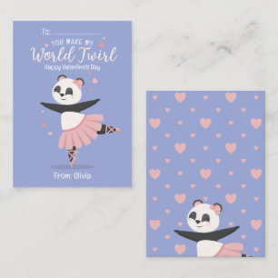 Ballerina Panda Kids Valentine's Day Card