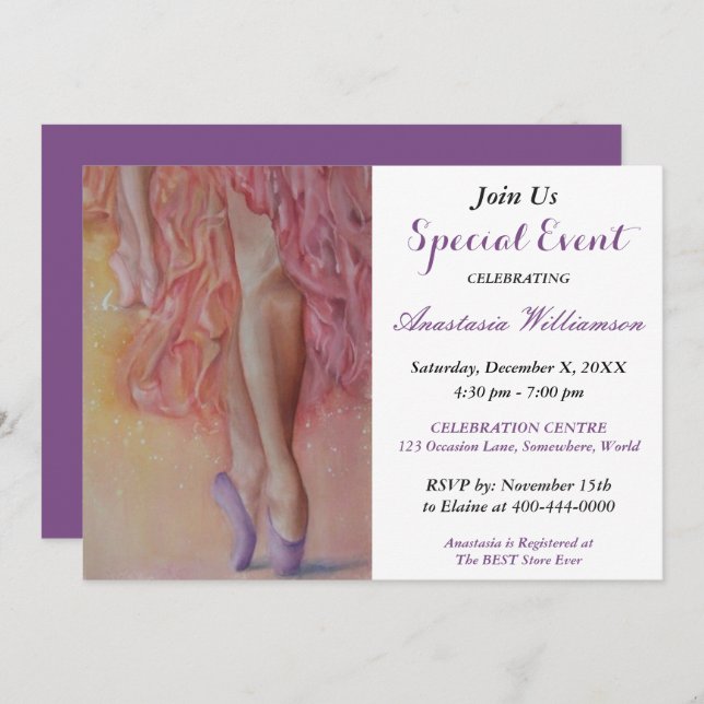 BALLERINA PARTY EVENT INVITE (Front/Back)