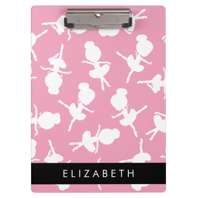 Ballerina Pattern, Ballet Girls, Dance, Your Name Clipboard (Front)