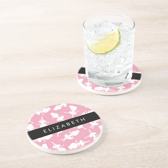 Ballerina Pattern, Ballet Girls, Dance, Your Name Coaster (Side)