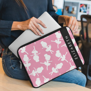 Ballerina Pattern, Ballet Girls, Dance, Your Name Laptop Sleeve