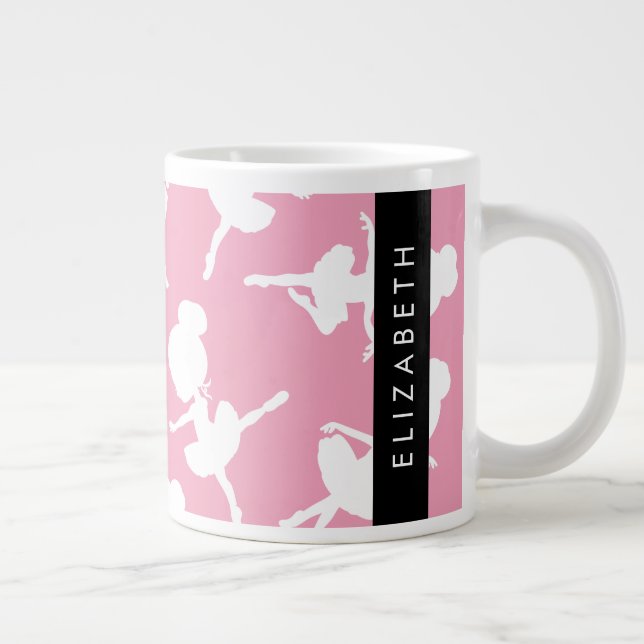 Ballerina Pattern, Ballet Girls, Dance, Your Name Large Coffee Mug (Right)