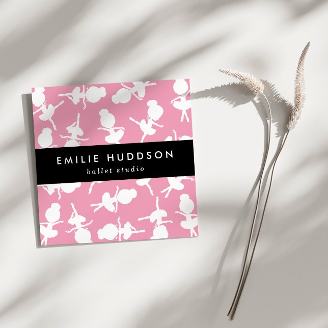 Ballerina Pattern, Ballet Teacher, Dance Studio Square Business Card (Creator Uploaded)