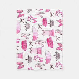 Ballerina Pattern in Watercolor Fleece Blanket