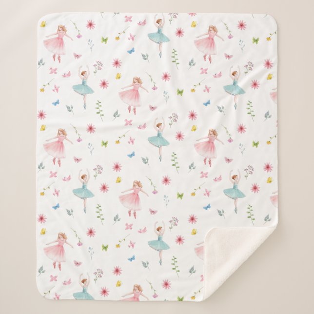 Ballerina Pattern  Sherpa Blanket (Front)