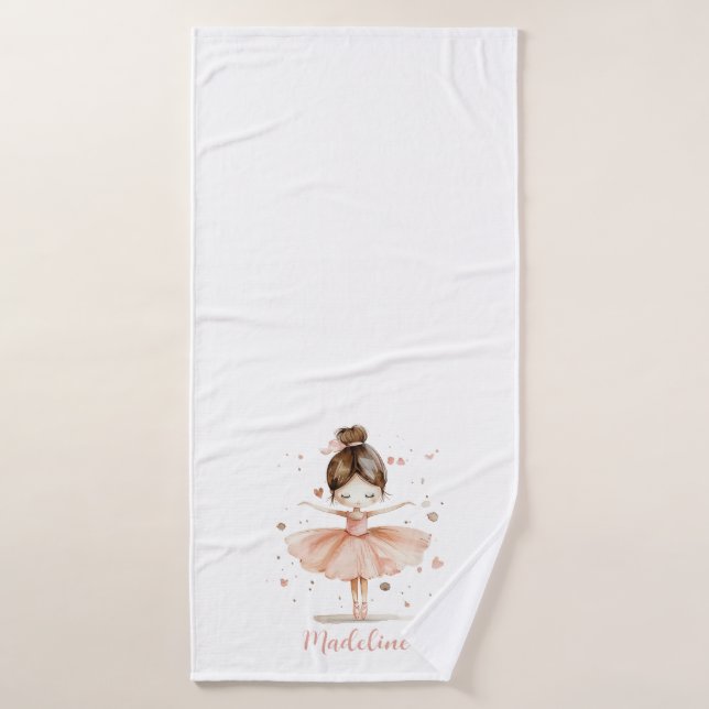 Ballerina Personalised Name Girly Bath Towel (Bath Towel)