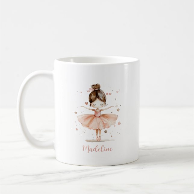 Ballerina Personalised Name Girly Coffee Mug (Left)