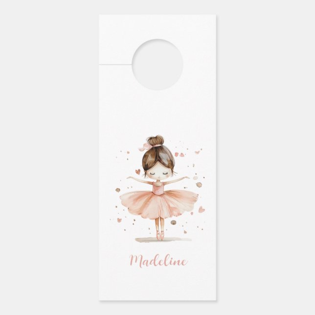 Ballerina Personalised Name Girly Door Hanger (Front)