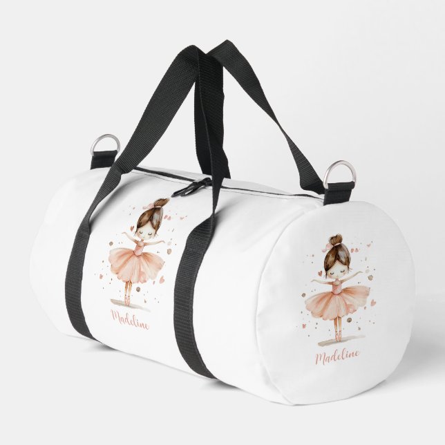 Ballerina Personalised Name Girly Duffle Bag (Left Corner)
