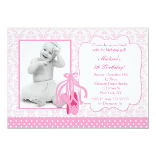 Ballerina Photo Birthday Invitation