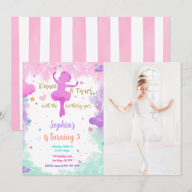 Ballerina Photo Invitation  (Front/Back)