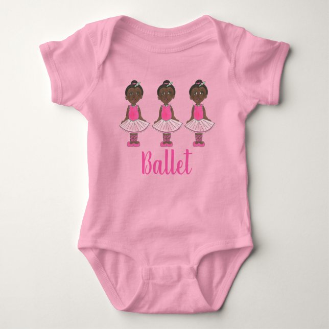 Ballerina Pink Ballet Dance Recital Girl Tutu Baby Bodysuit (Front)