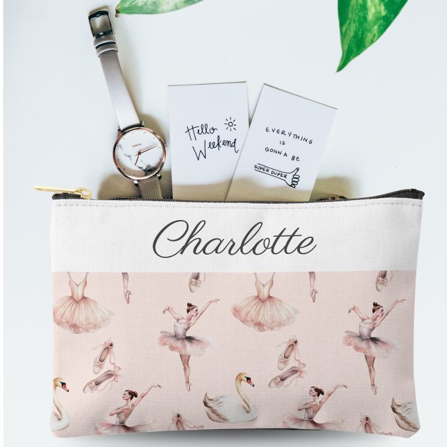 Ballerina Pink Ballet Shoes Personalised Name Accessory Pouch (Creator Uploaded)
