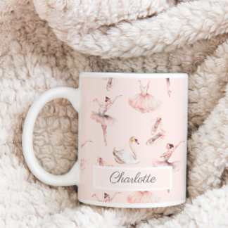 Ballerina Pink Ballet Shoes Personalised Name Coffee Mug