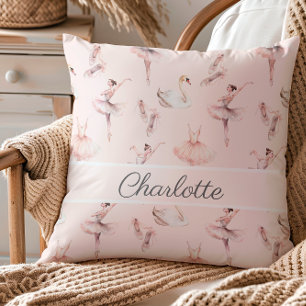 Ballerina Pink Ballet Shoes Personalised Name Cushion