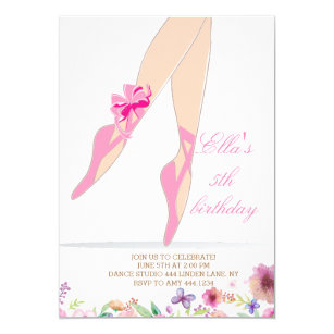 Ballerina Pink Birthday Party Invitations