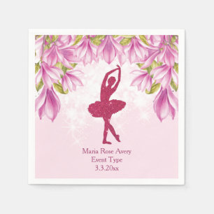 Ballerina Pink Birthday Personalised Napkin
