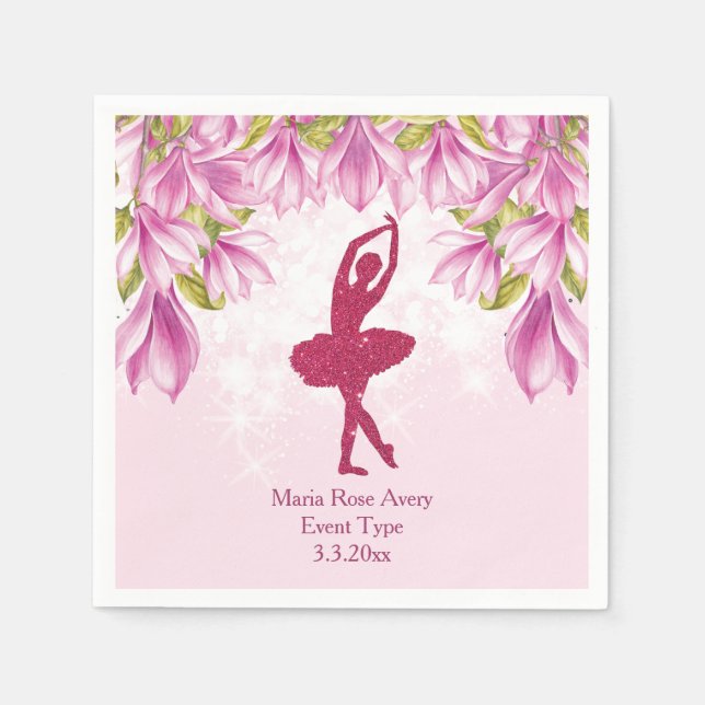 Ballerina Pink Birthday Personalised Napkin (Front)
