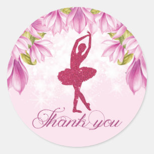 Ballerina Pink Birthday Thank you Classic Round Sticker