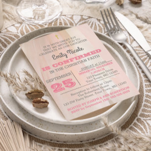 Ballerina Pink Confirmation Invitation