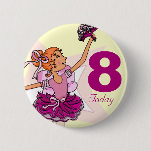Ballerina pink cream ginger girl birthday button