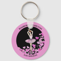 Ballerina Pink Dress with Hearts Black Background
