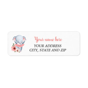 Ballerina Pink Elephant return address labels