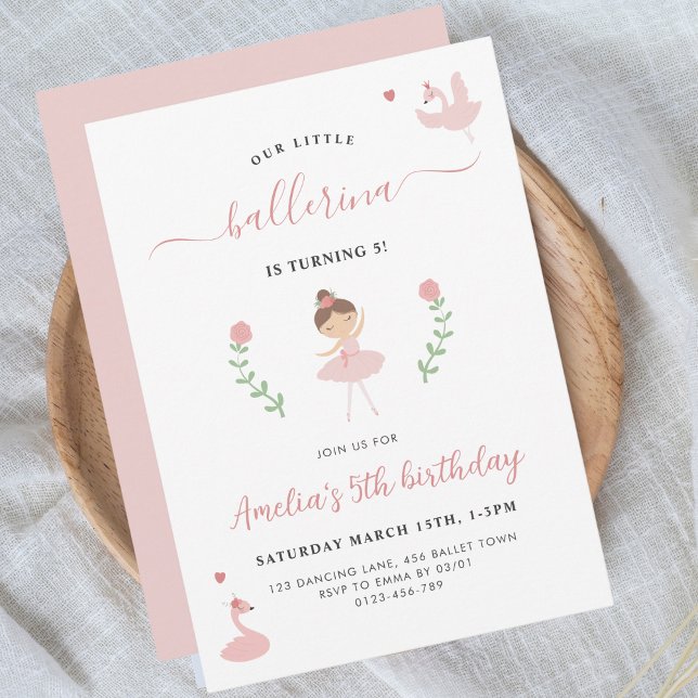 Ballerina Pink Pastel Girlie Birthday Invitation (Creator Uploaded)