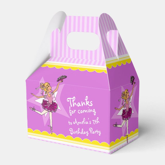Ballerina pink purple 7th girls birthday favour bo favour box (Front Side)