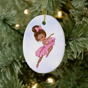 Ballerina Pink, Purple Pretty Ballet Christmas Ceramic Ornament
