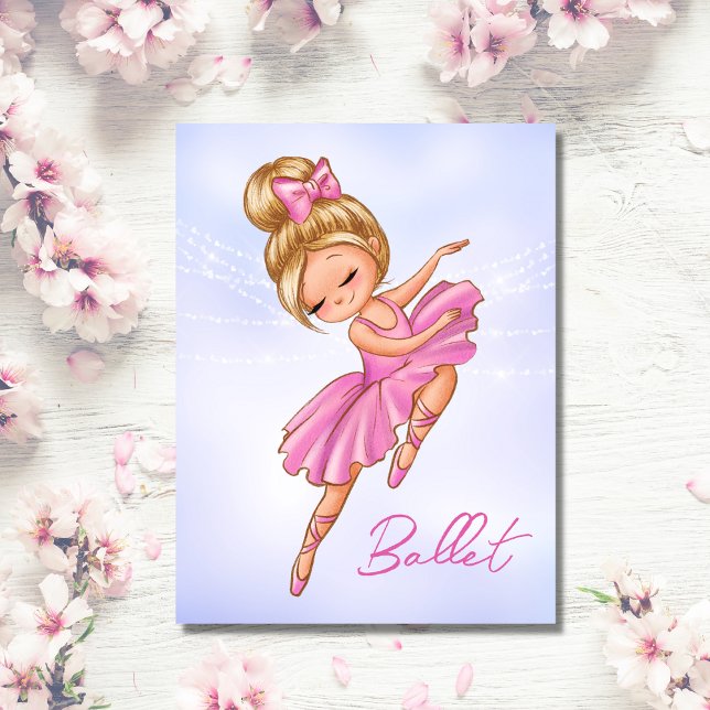 Ballerina Pink, Purple Pretty Ballet Postcard (Creator Uploaded)