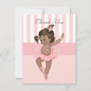 Ballerina Pink Tutu Stripes Flowers Lace Thank You