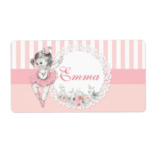 Ballerina Pink Tutu Stripes Flowers Water Bottle