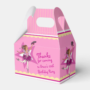 Ballerina pink yellow girls birthday favour box