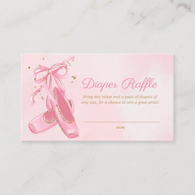 Ballerina Pointe Shoes Diaper Raffle Ticket Enclosure Card (Front)