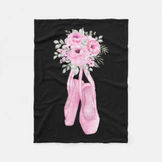 Ballerina Pointe Shoes Flowers Ballet Dancer Sprin Fleece Blanket