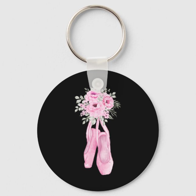 Ballerina Pointe Shoes Flowers Ballet Dancer Sprin Key Ring (Front)