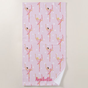 Ballerina Polka Dot Pattern Design Beach Towel