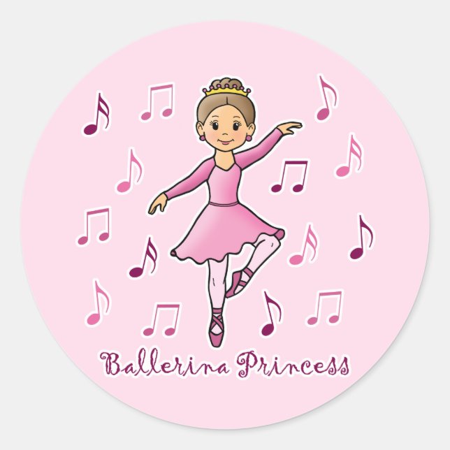 Ballerina Princess Classic Round Sticker (Front)