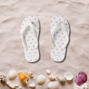 Ballerina princess dancer pink white girl monogram kid's thongs