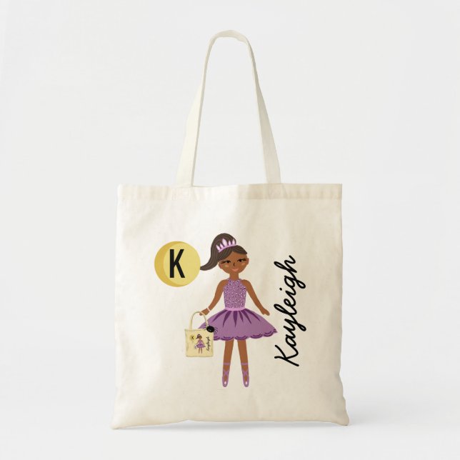 Ballerina Princess Halloween Treats Monogram Name Tote Bag (Front)
