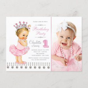 Ballerina Princess Pearl Girl Birthday Party Invitation