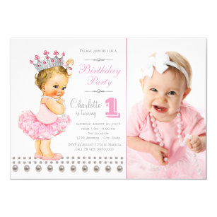 Ballerina Princess Pearl Girl Birthday Party Invitation