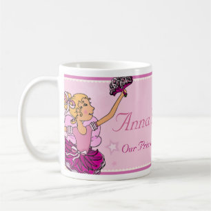 Ballerina princess pink and blonde hair girl mug